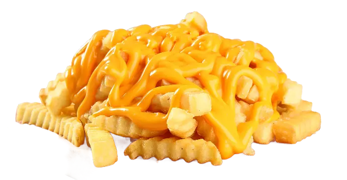 Imagen de papas fritas con queso cheddar